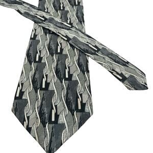 Master 100% Polyester Tie Black and Silver  Extra Long  64 1/2"L x  3 3/4"W